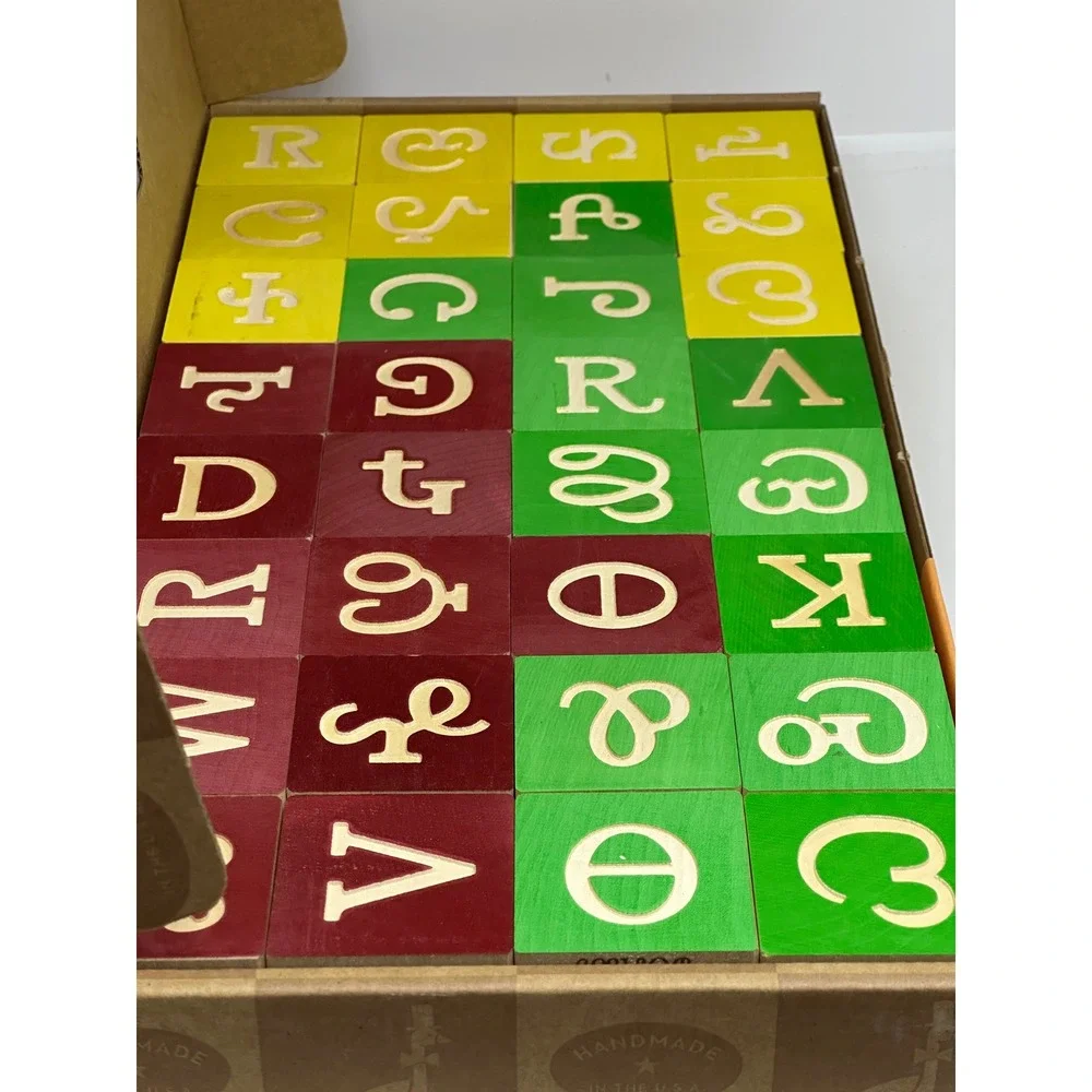 Uncle Goose Cherokee Blocks Multicolor Syllabary Wood Embossed Handmade USA New